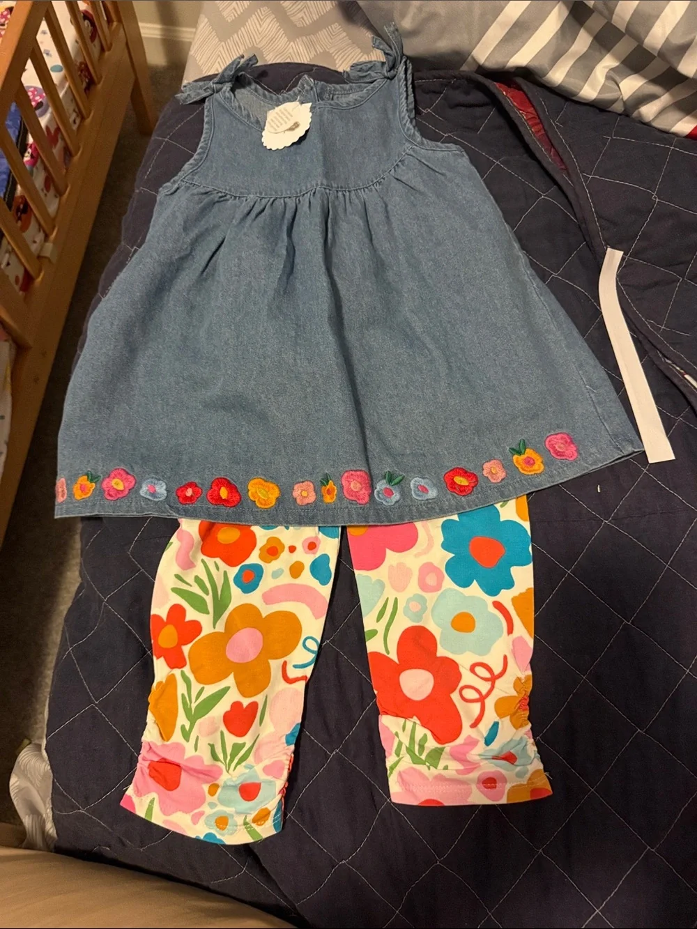 Mud Pie Toddler Denim-Look Dress in Light Blue